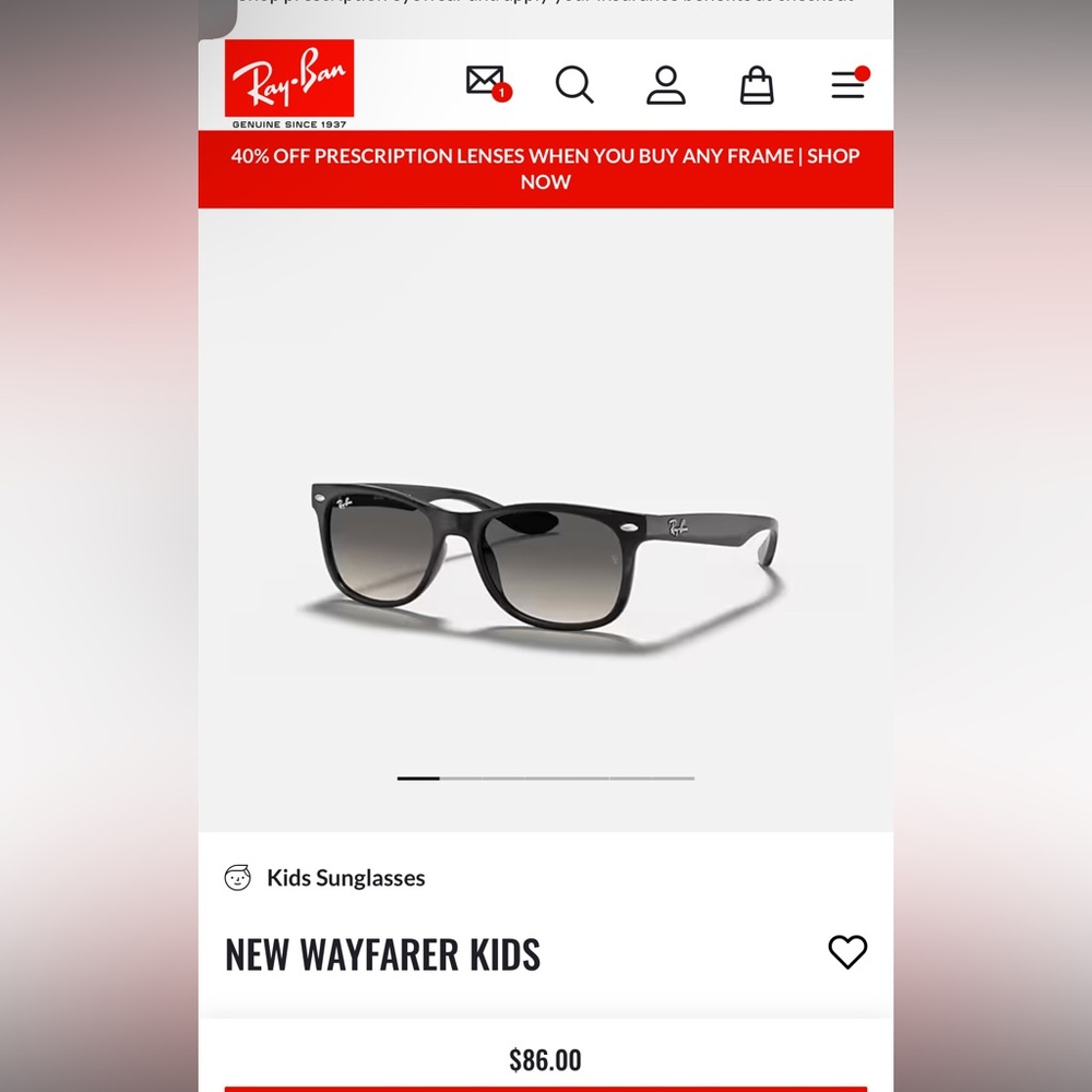 Kids Ray-Ban Classic Black Sunglasses (see description)